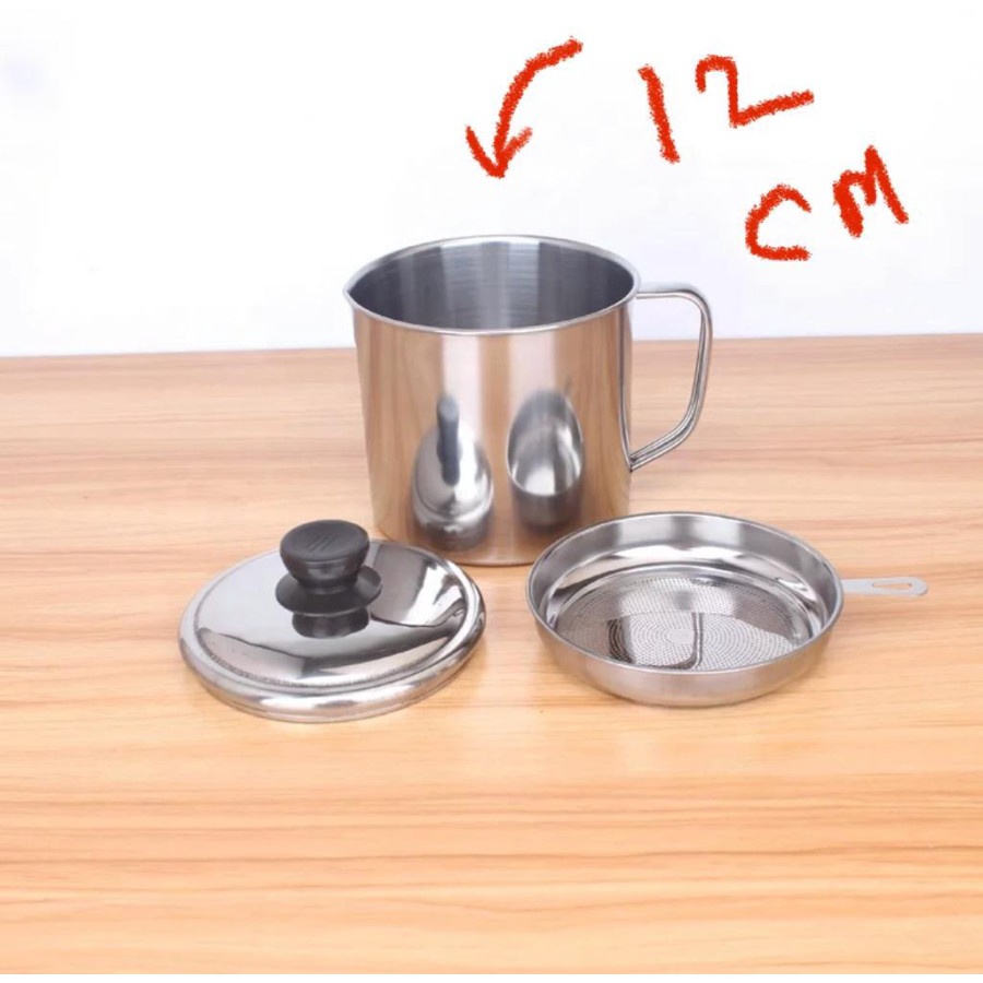 [ASS] Mug &amp; Saringan Minyak Stainlees 12cm