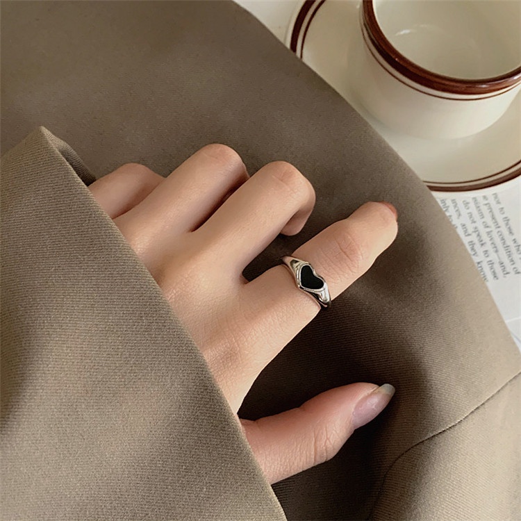 IFYOU Set Perhiasan Cincin Jari Bentuk Hati Aksen Mutiara Warna Silver Gaya Korea Untuk Wanita