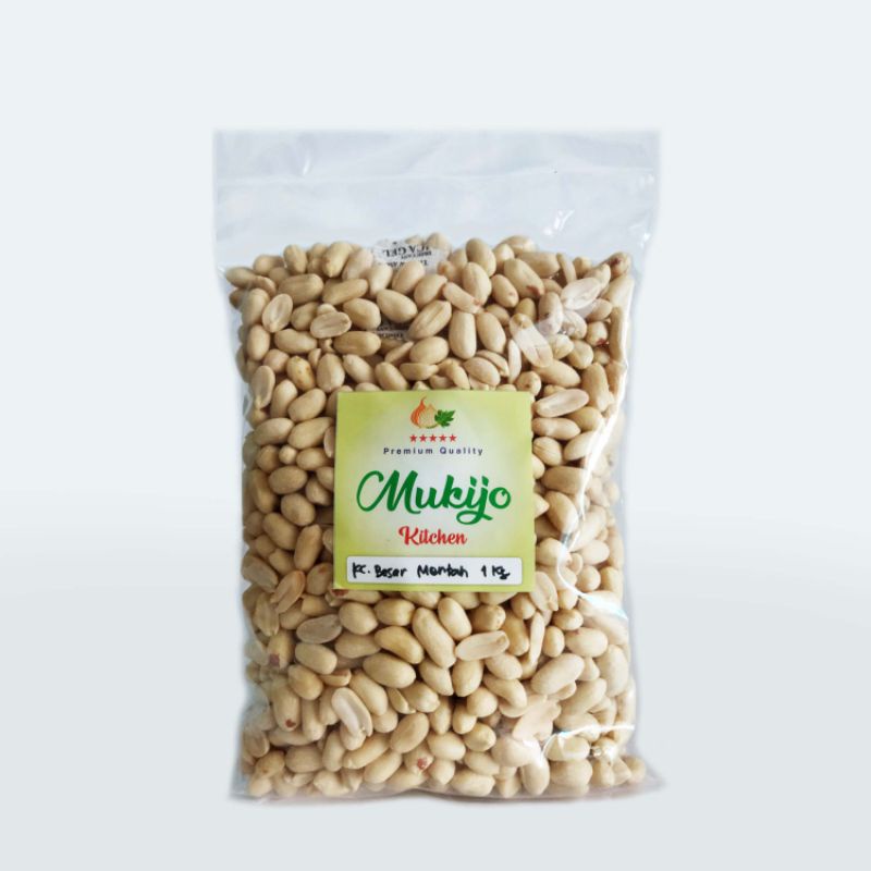 Kacang Tanah Kupas Mentah-Kualitas Super-Bisa Digoreng Pake Pasir Sangrai/Minyak- Kemasan 1Kg