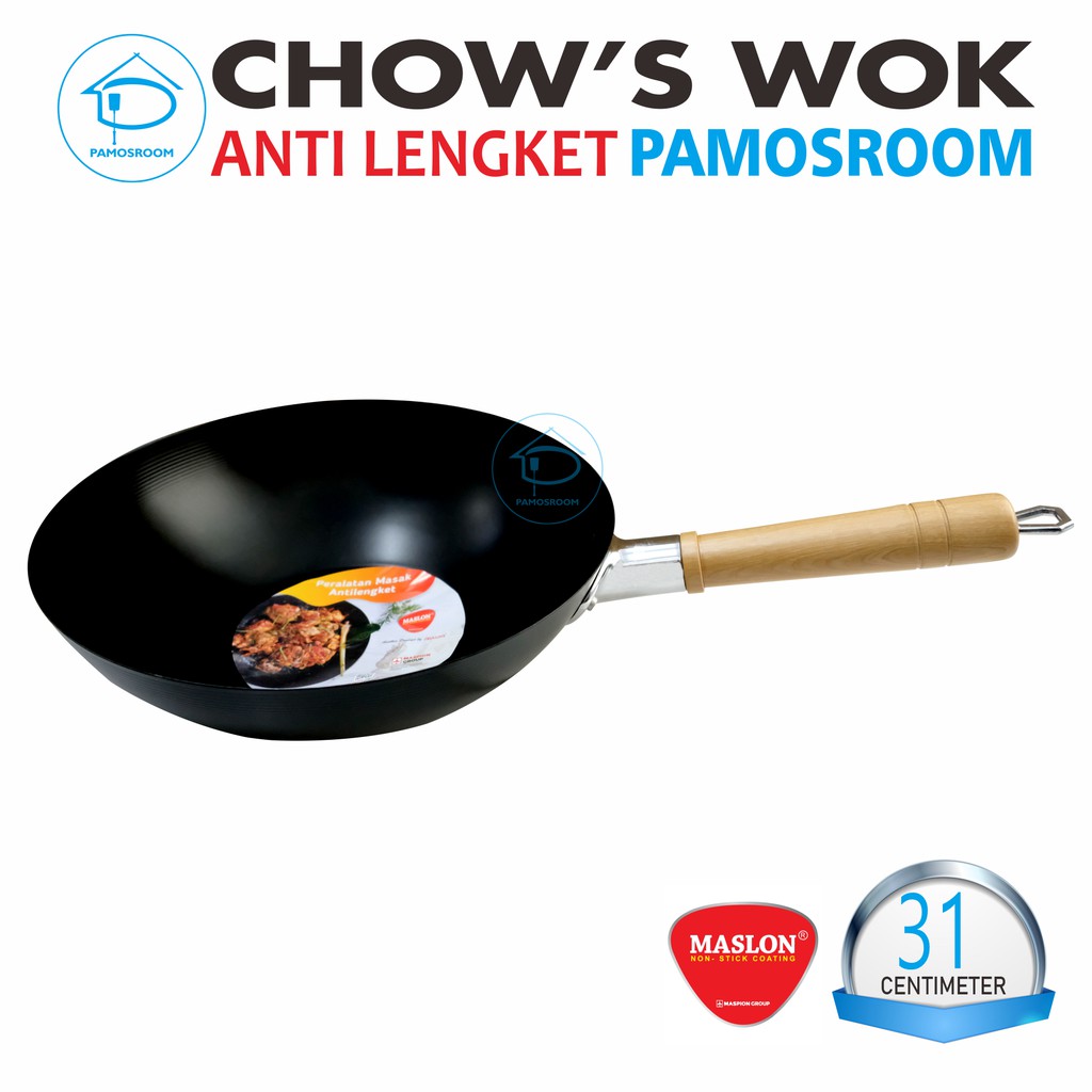 Grosir Maspion Wajan Chows Wok 31cm Gagang Kayu Anti Lengket Dan Panas 31 Cm Panci Penggorengan Induksi pxBDX6s0MwN00