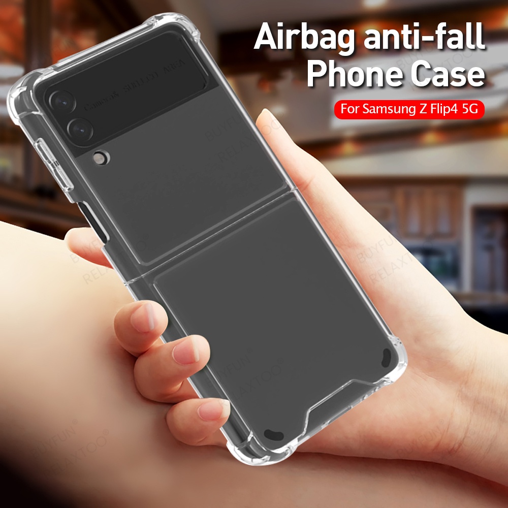 Hard Case Silikon Samsung Galaxy Z Flip 4 Bening Transparant Airbag Anti Crack ( Standard atau Airbag Anti Crack )