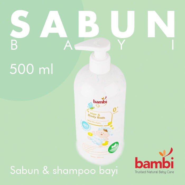 BAMBI Baby Hair And Body Bath Pump 500 ml sabun mandi dan shampoo bayi