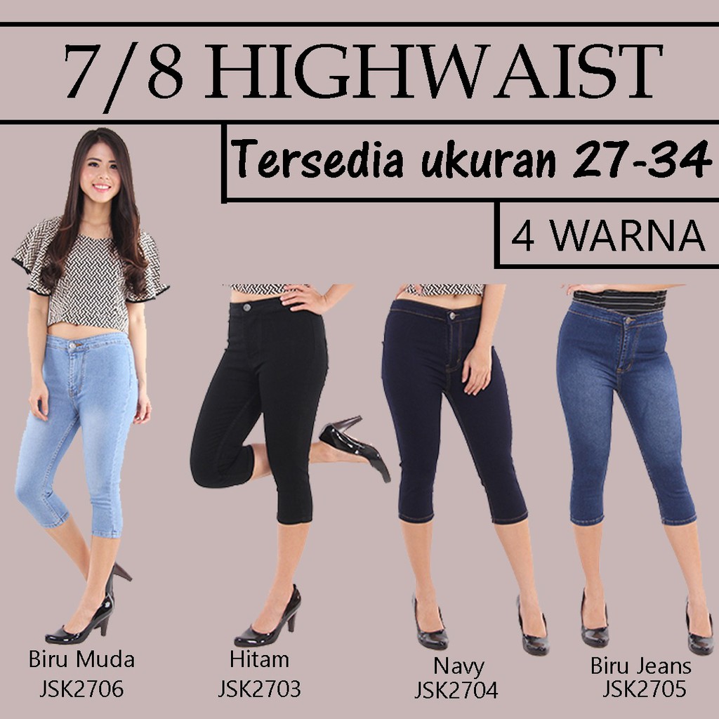  SIZE  27 34 Celana  7 8  Highwaist SoftJeans Pendek Short 