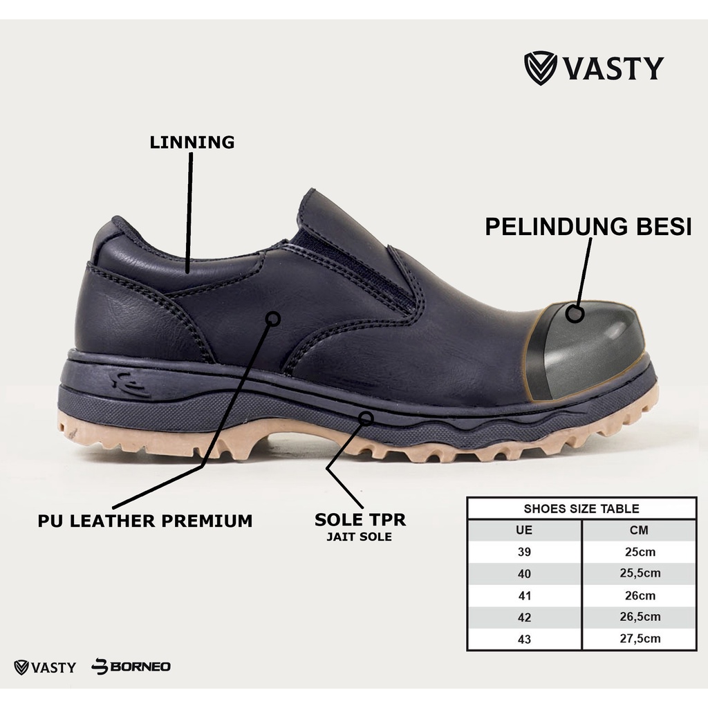 SEPATU SAFETY SLIP ON UJUNG BESI SLIP ON VASTY ST. 29