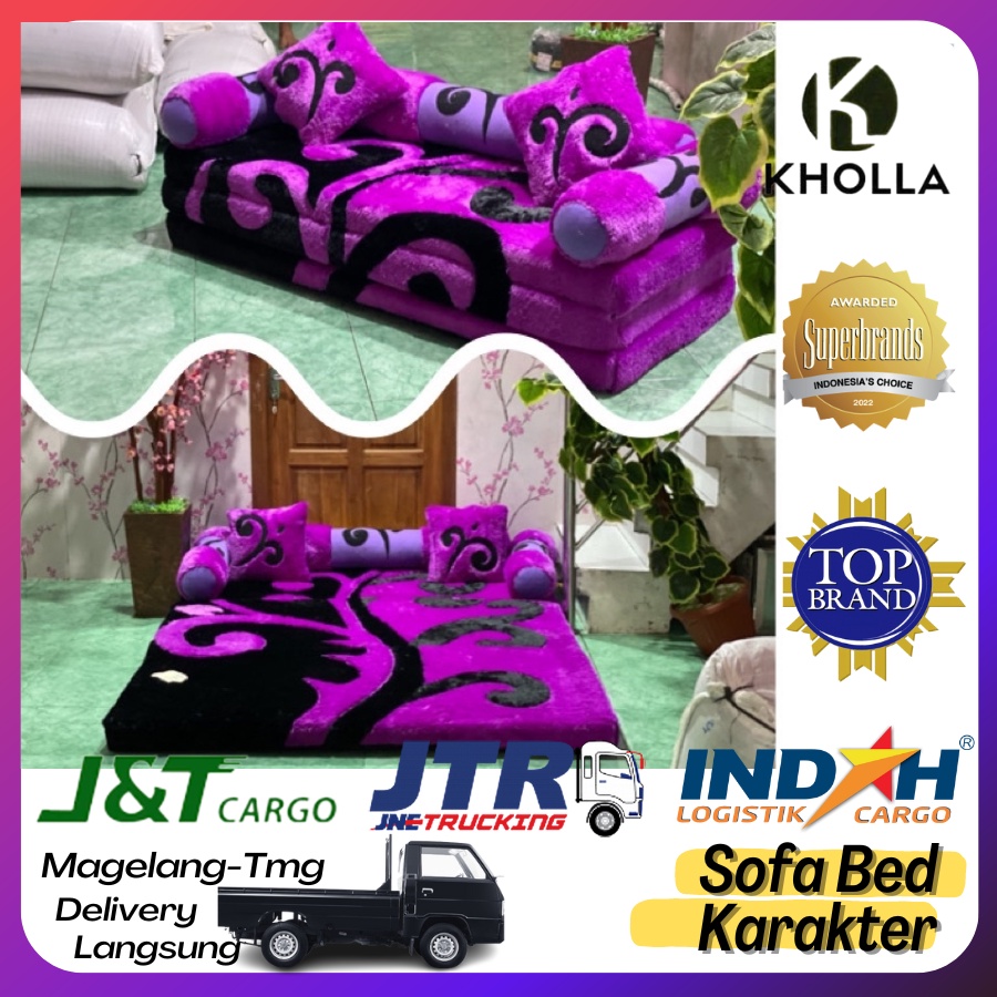 Promo Sofa Bed Karakter Kasur Lipat Bulu Sofabed Lipa Busa Rasfur 200x150x10