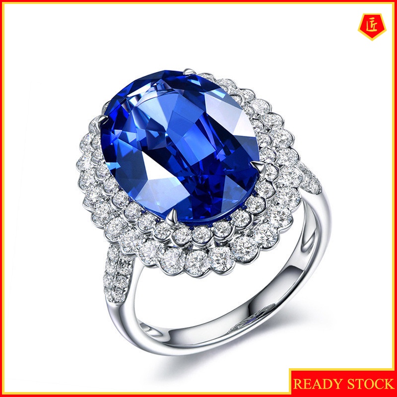 [Ready Stock]Elegant Luxury Sapphire Open Ring