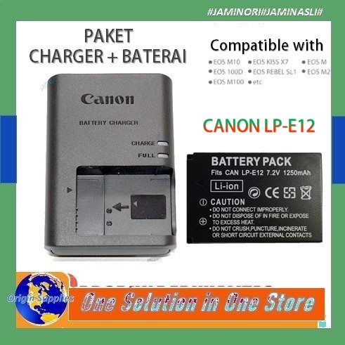 Paket Charger Baterai Canon EOS M50 M100 EOS M10 EOS M EOS Kiss LP-E12