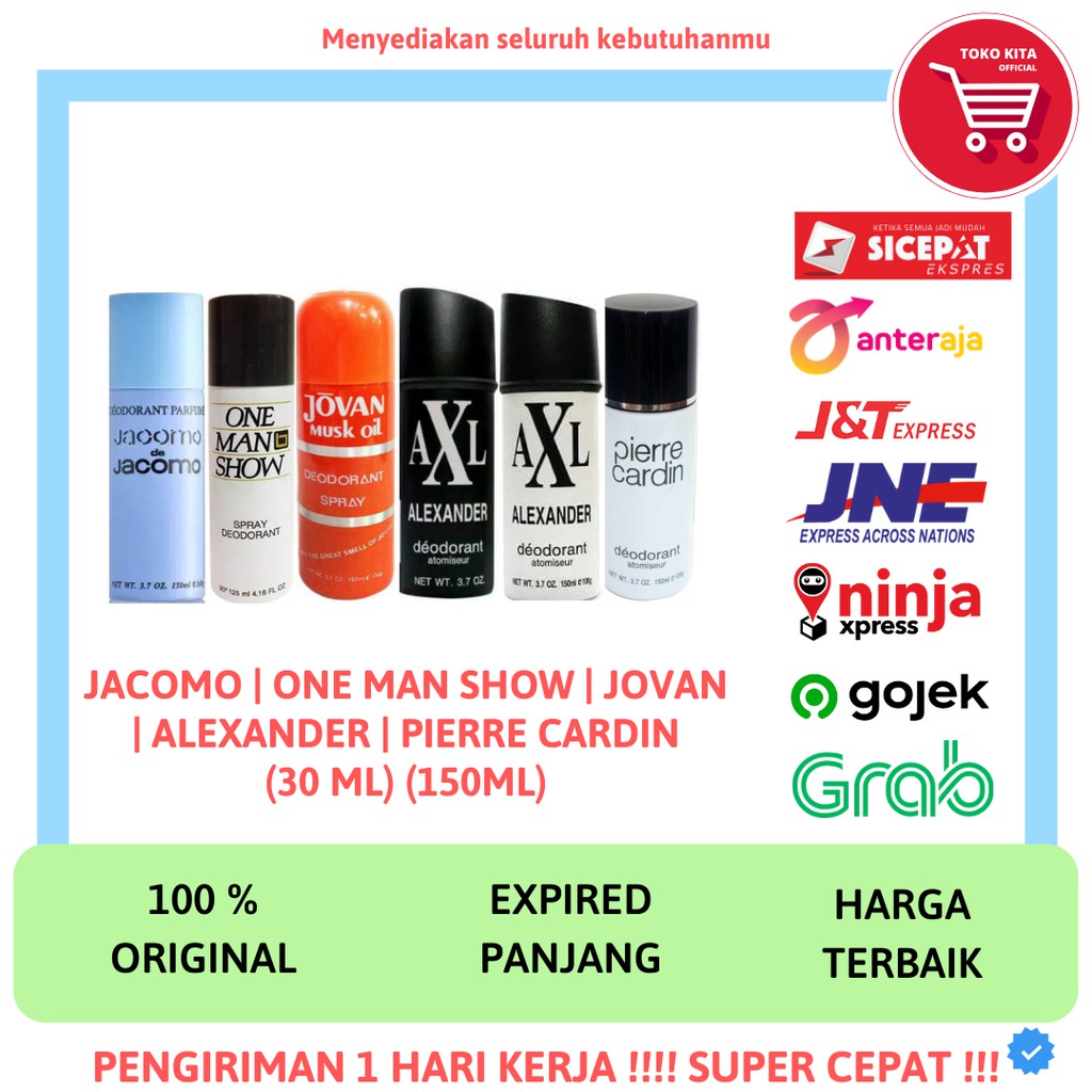PARFUM LAKI LAKI PRIA COWOK JACOMO ONE MAN SHOW JOVAN ALEXANDER PIERRE CARDIN 30 ML 150 ML