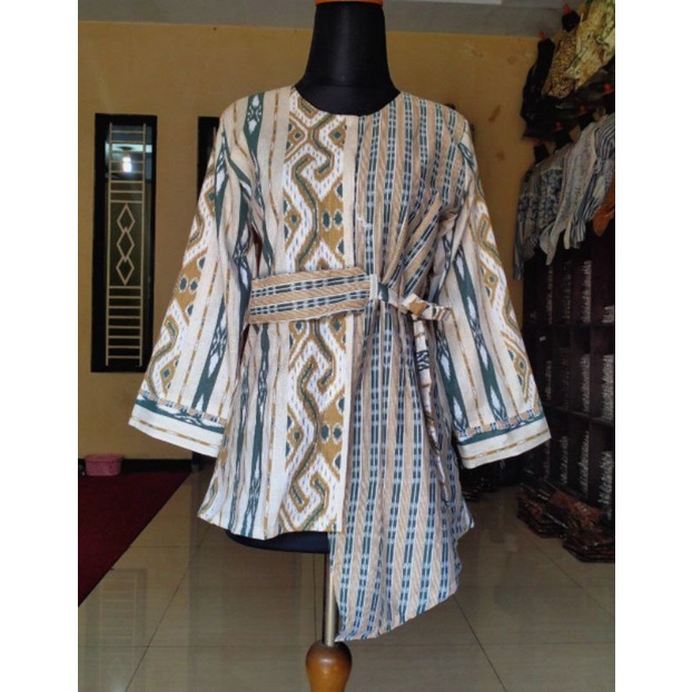 tey-17 Batik wanita ASJ SA HRB026 baju batik wanita moderen casual size M L XL XXL-B. Raster hijau
