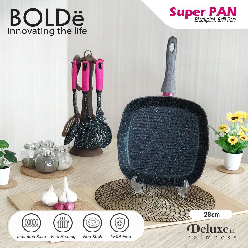 Super GRILL PAN 28 cm Granite Blackpink Series Original BOLDe