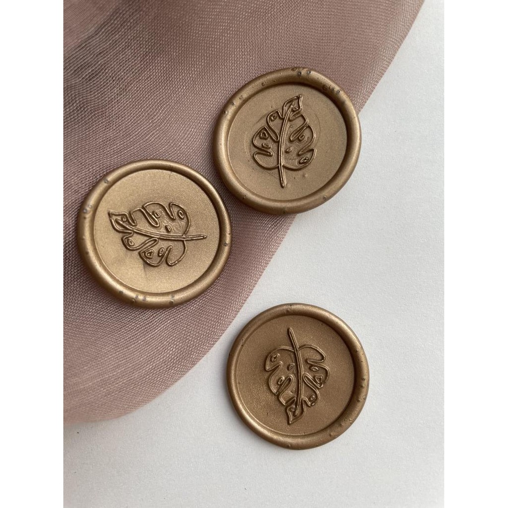 

Palm leaf Wax Seal Stamp / seal wax coin siap pakai / segel undangan bebas pilih warna