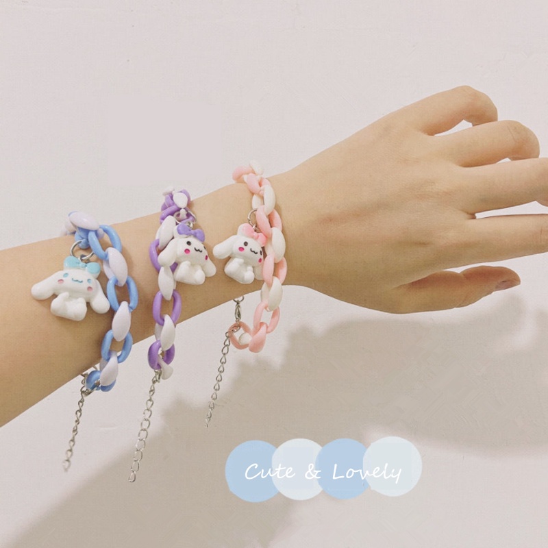 We Flower Gelang Rantai Bahan Akrilik Desain Anjing Kecil Warna Putih Untuk Wanita