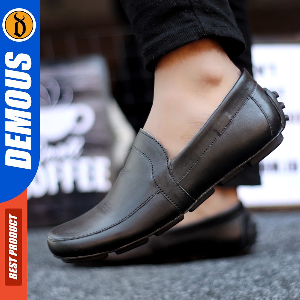 DEMOUS Videl - Sepatu Slip On Casual Pria Kulit Asli