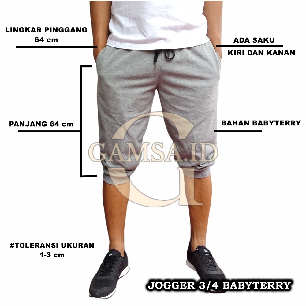 COD - CELANA JOGGER 3/4 PRIA WANITA JOGER PANTS SWEATPANTS CELANA BABYTERRY PENDEK OLAHRAGA SANTAI PANTAI TIDUR