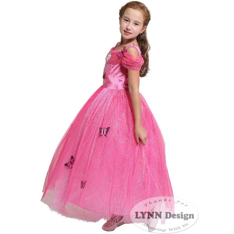 Dress Baju Kostum Anak Princess Putri Cinderella Tangan Pendek C54 Pink