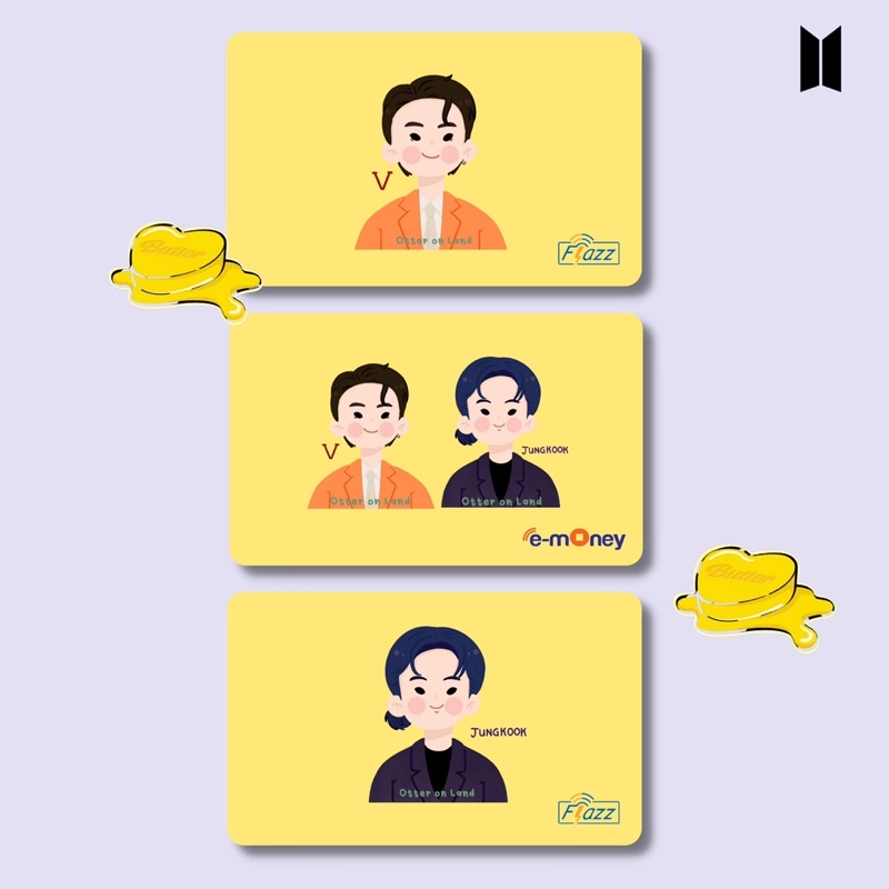 Flazz Gen2 / eMoney V & Jungkook BTS B21 (TaeKook) Taehyung Butter Chibi Version + Photocard