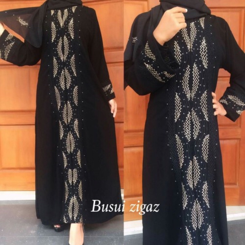 GAMIS SYARI ABAYA BORDIR ZIGAZ (BUSUI) COUPLE