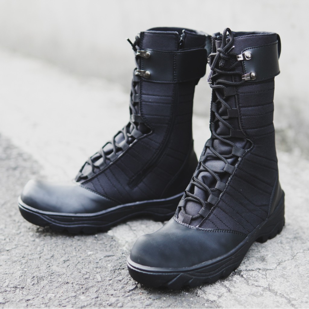 SM88 - Sepatu Boots Safety Pria BLACK FORCE Eagle Hitam Tinggi 8Inci PDL PDH Boots Security Tentara