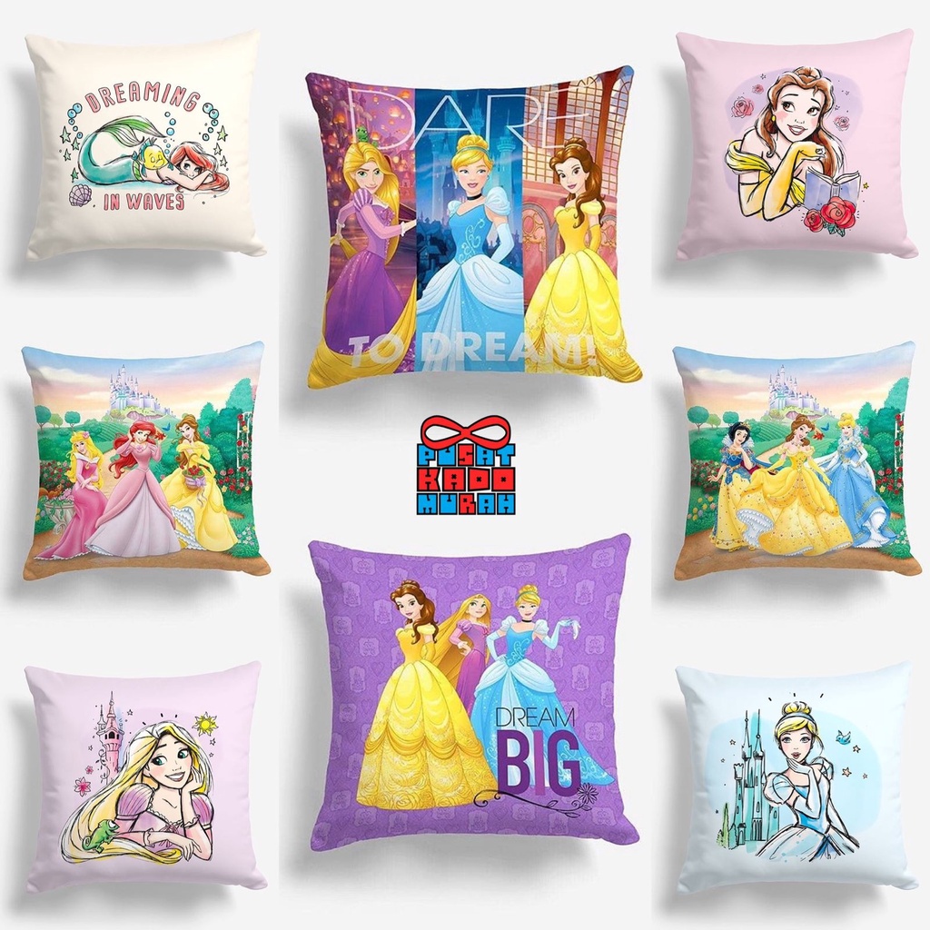 Bantal Sofa Princess Series Cinderella Ariel Aurora Belle Rapunzel 40x40 cm - Pusat Kado Murah