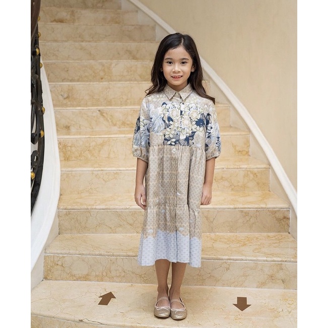 nyla dress kids cream royalblue 3-4 by geulis