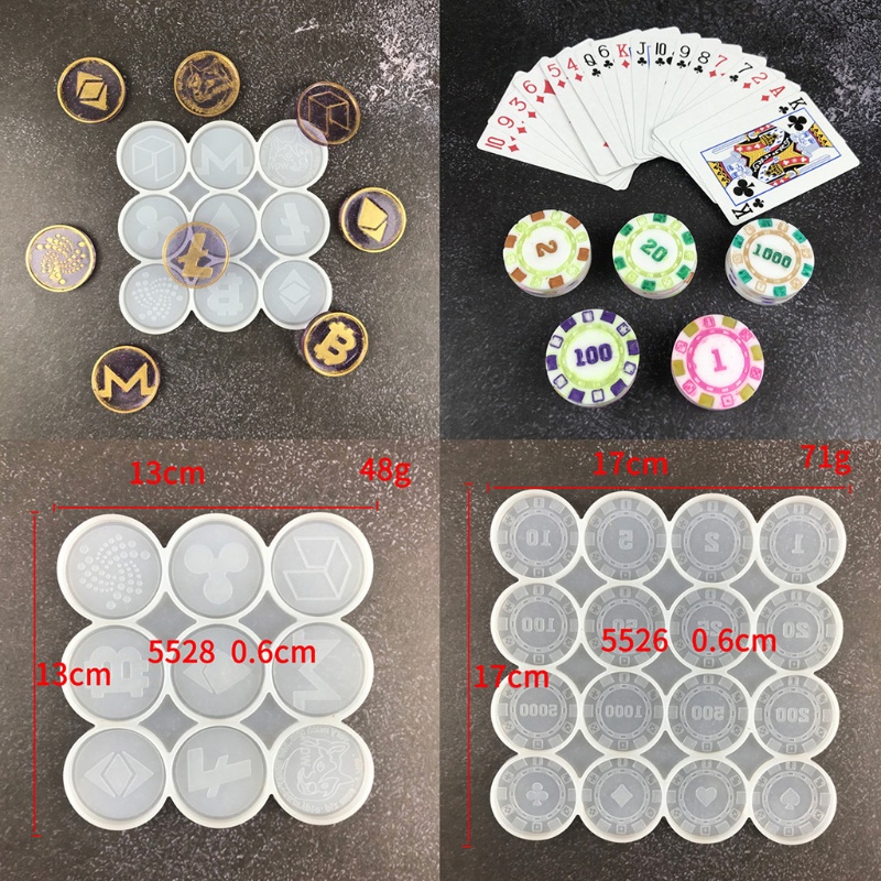 Siy Cetakan Koin Epoxy Resin Bentuk Chip Poker Bahan Silikon Untuk Kerajinan Tangan Diy