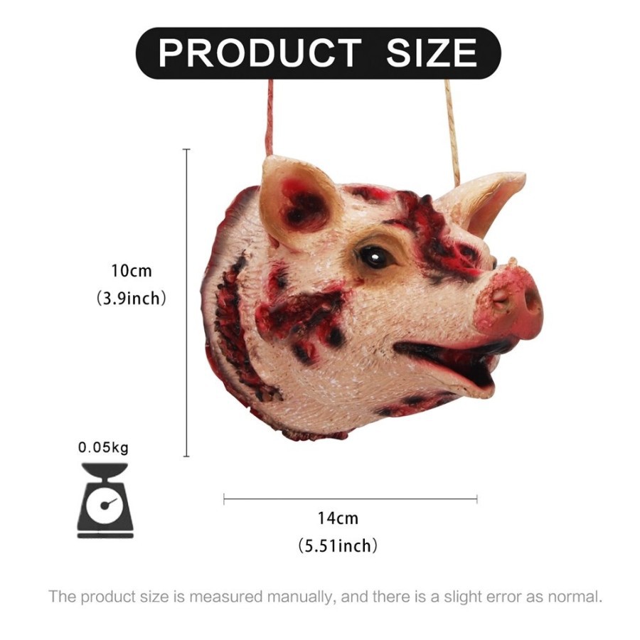 pig head properti halloween bahan latex