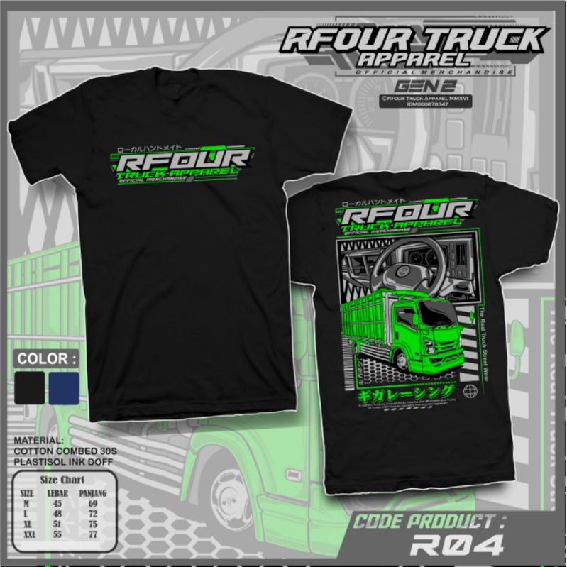 KAOS TRUCK MANIA ORIGINAL RFOUR TRUCK APPARELL- KAOS DEWASA TRUCK- KAOS GAMBAR TRUK-BAJU TRUCK