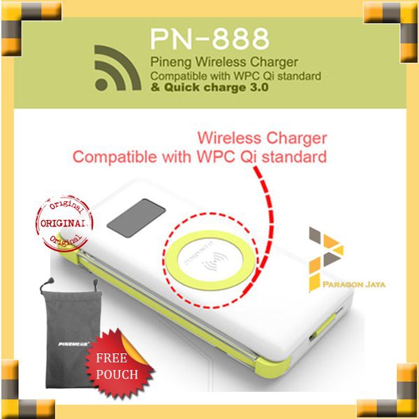 #GudangSatu - Pineng PN 888 Qi Wireless Charger Power Bank 10000 Mah Powerbank White