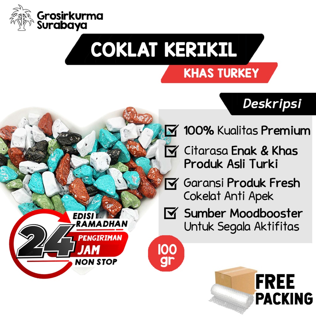 Cokelat Kerikil 100gr Khas Turkey Arab Rasa Istimewa Sebagai Moodbooster Segala Aktifitas Penyemangat Souvenir