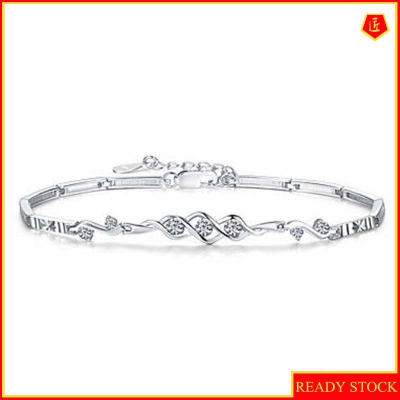 [Ready Stock]925 Silver Diamond Bracelet Korean Simple Personalized