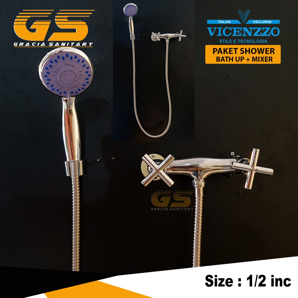 Shower SET Kran Mixer Panas Dingin Baling Vicenzzo KSH925 Bahan Kuningan