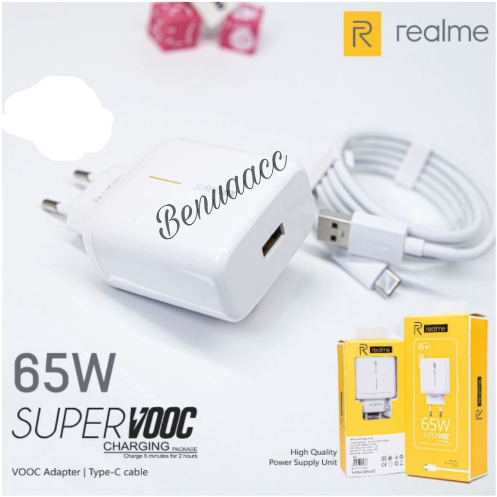 (ba) TC/Travel Charger Merk Realme 65W Fast Charging Type C