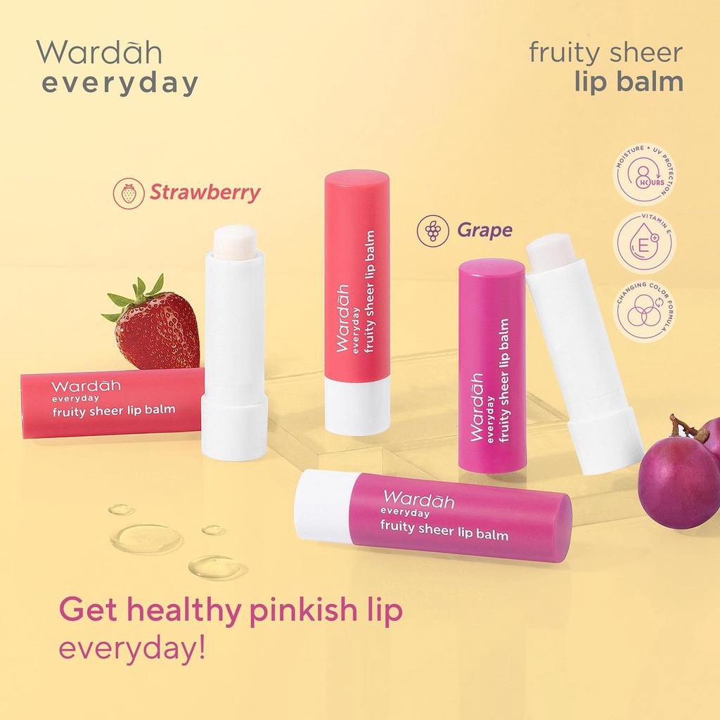 Wardah Everyday Fruity Sheer Lip Balm 4 gr / Wardah Everyday Fruity Sheer Lip Balm Grape / Wardah Everyday Fruity Sheer Lip Balm Strawberry / Wardah Everyday Series