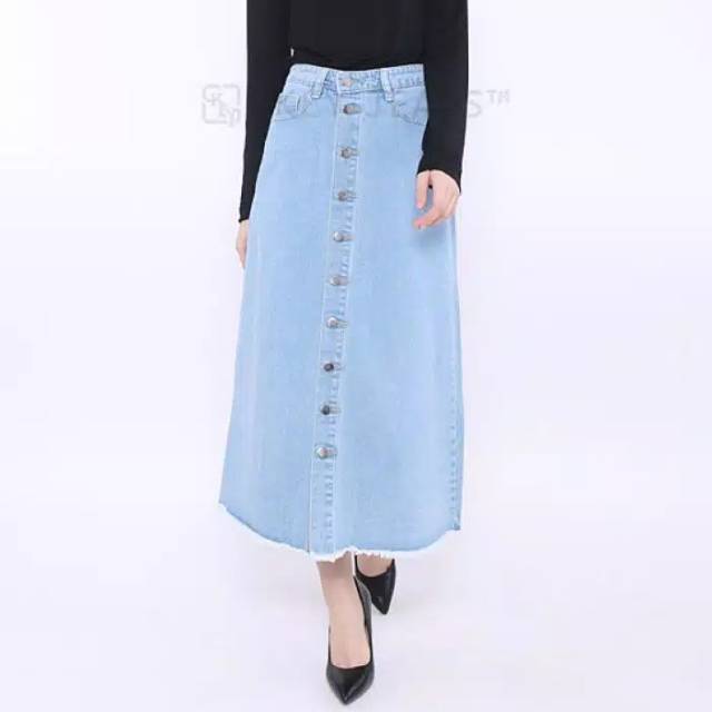 ROK BUTTON JEANS RAWIS BUTTON SKIRT ROK JEANS ROK KEKINIAN ROK JEANS WANITA ROK KANCING