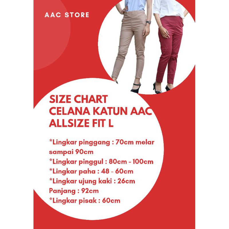 AAC - Celana Wanita Katun Stretch , Celana Anti Begah Ukuran Standar Dan XXL (Seri A)