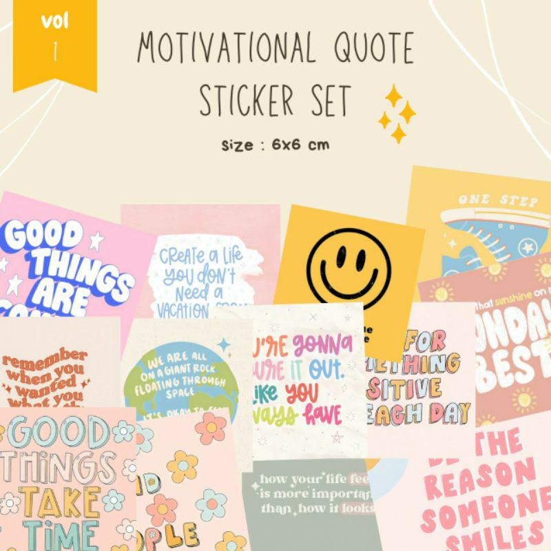 1 set isi 15pcs Motivational Quote sticker stiker kata motivasi aesthetic journaling bujo