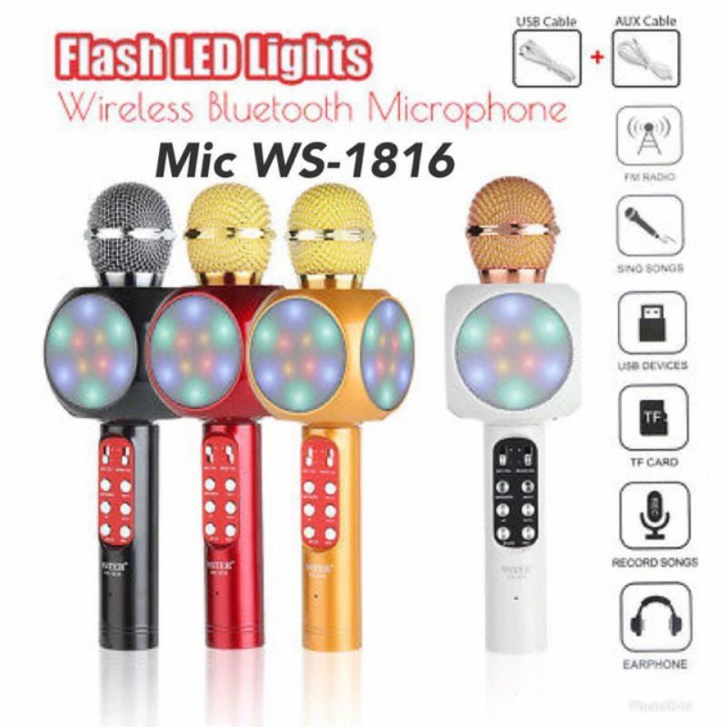 MIC J L20 LED NEW MICROPHONE MIC DS 878 SPEAKER BLUETOOTH KARAOKE WIRELESS SMULE , JOOX , KARAOKE