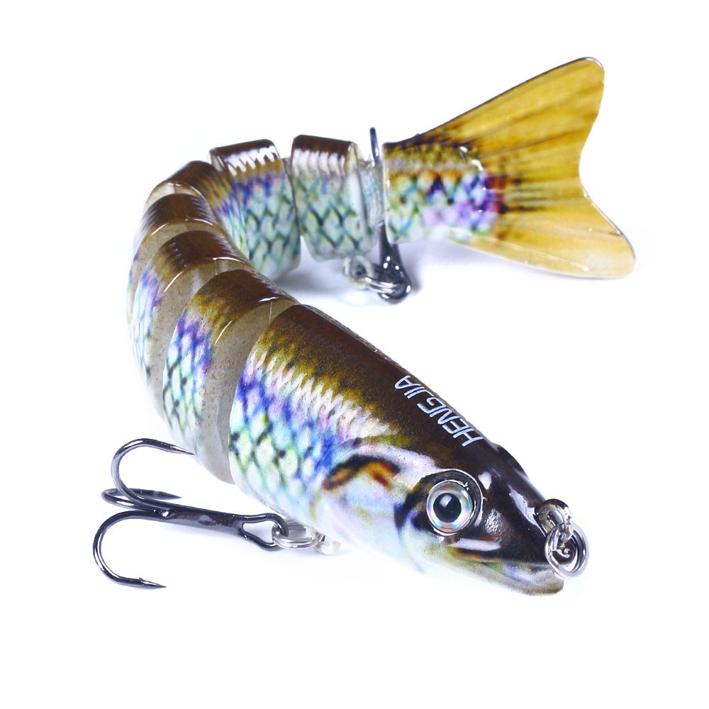 HENGJIA 1pcs umpan 8sections jointed minnow pancing swimbait crank ikan fishing lure floating baits