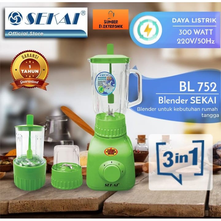 Sekai BL-752GL Blender - Hijau/putih