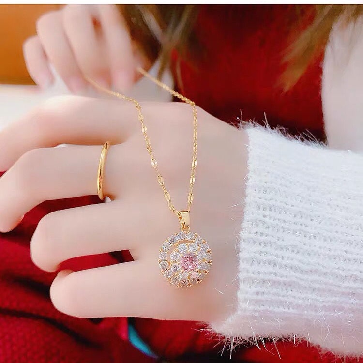 Kalung Lapis Emas 18K Bahan Titanium Steel Anti Air Untuk Wanita