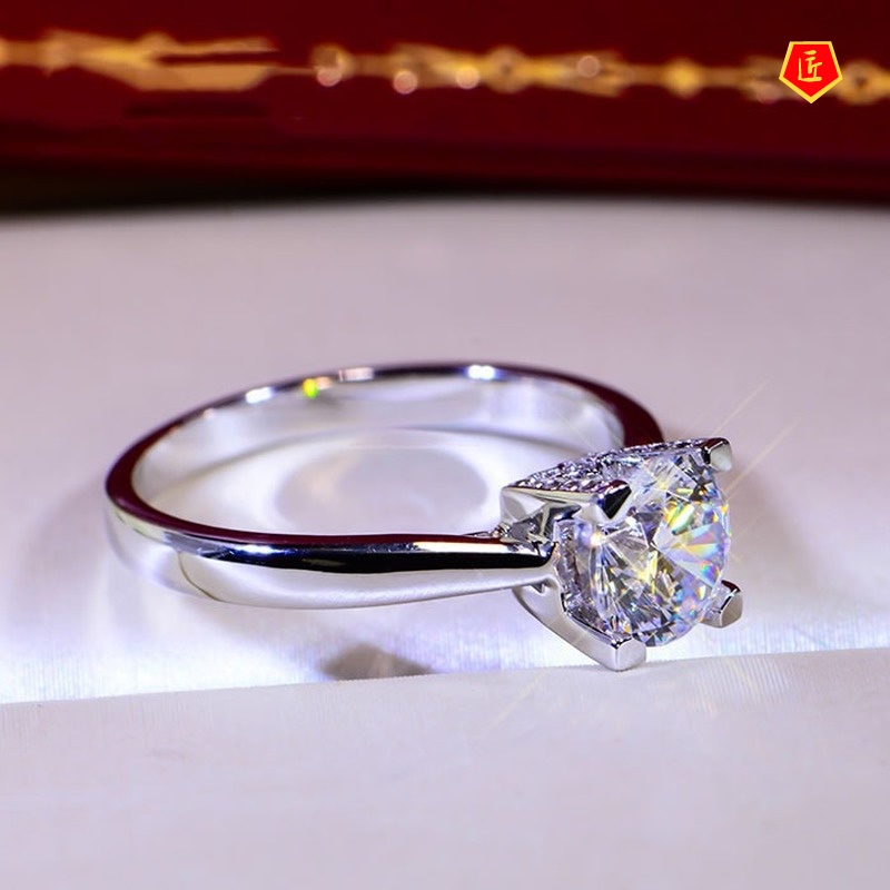 [Ready Stock]Fashion Simple Letter H Inlaid Moissanite Open Ring