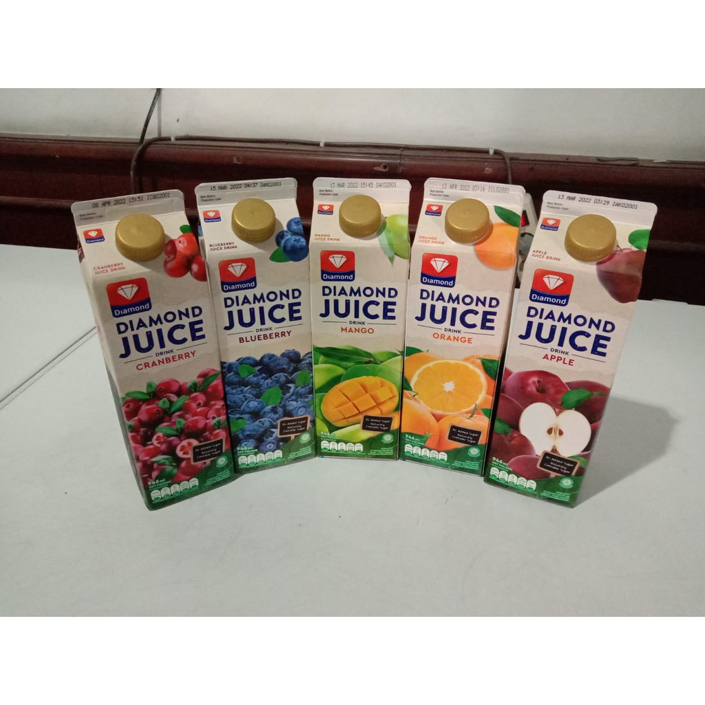 

PROMO DIAMOND JUICE NON SUGAR APPLE, CRANBERRY, BLUEBERRY,ORANGE,MANGO 946ML