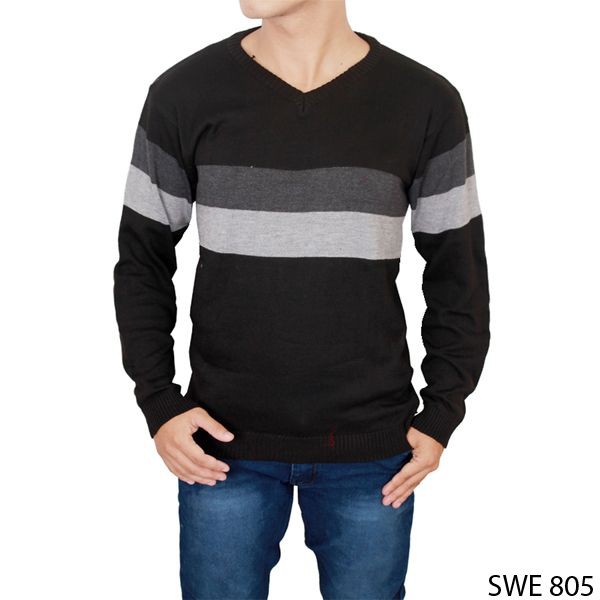 Sweater Pria Motif V-Neck Kombinasi / Premium Quality - Bahan Rajut (COMB)
