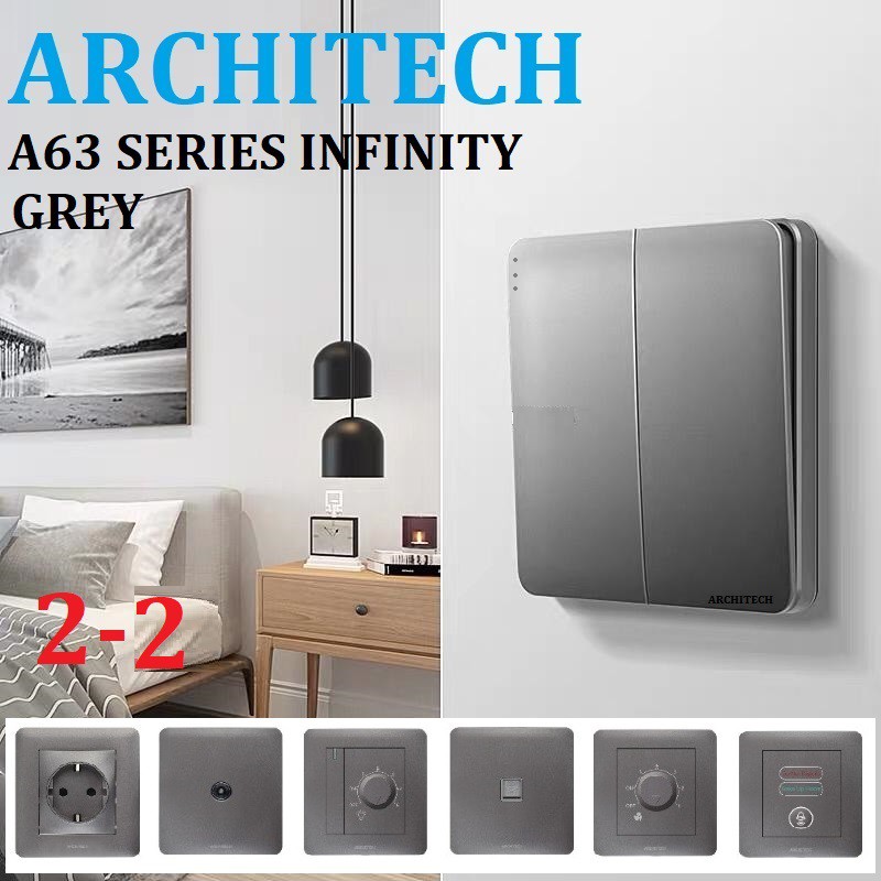 ARCHITECH SAKLAR STOP KONTAK INFINITY GREY A63 ARCHITECH  SAKLAR RUMAH