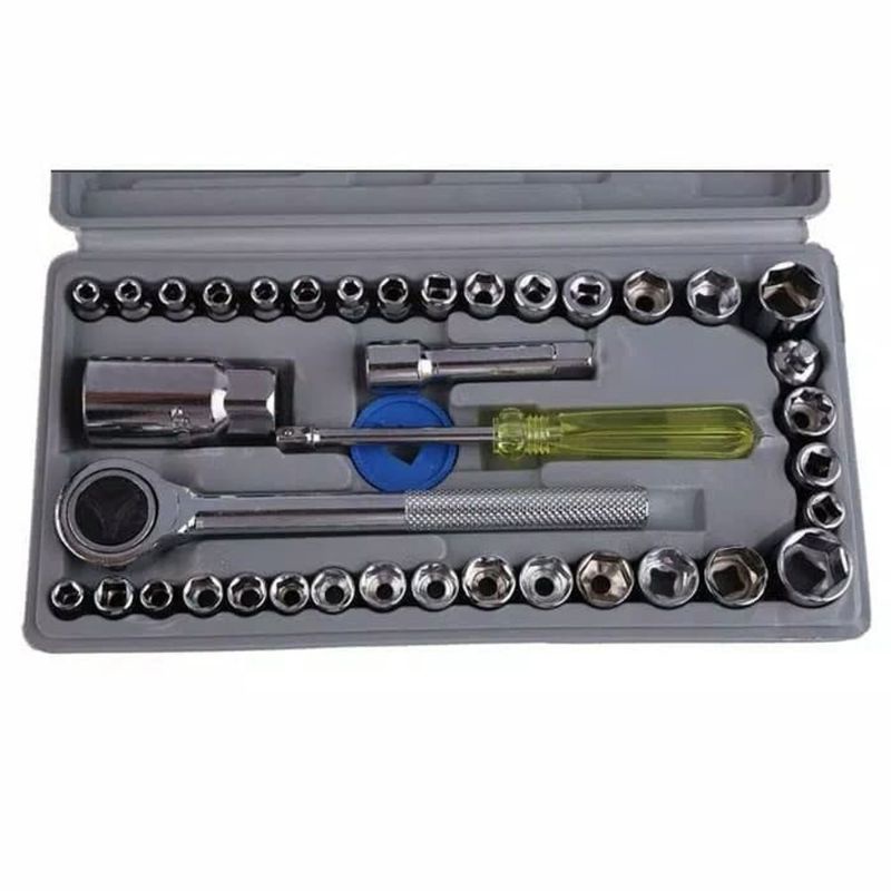 Kunci Sok 40 Pcs Full Lengkap - Kunci Pas 40 Pcs - Kunci Shock Wrench Set 1/4 Bolting - Kunci Sok - Kunci Sok Socket Set 40 in 1- Socket Tool Kit