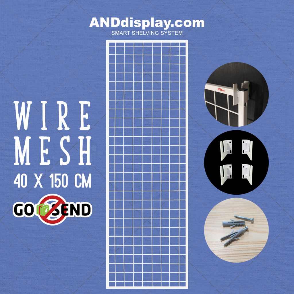 WIREMESH 40x150CM + H5 WALL PUTIH KAWAT RAM DINDING WIRE GRID