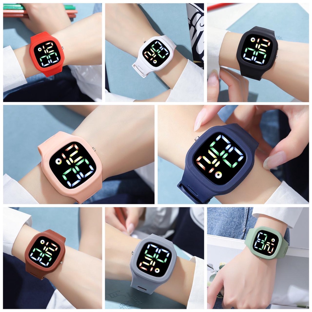 COD JAM TANGAN WANITA PRIA DIGITAL ANTI AIR STRAP RUBBER UKURAN JUMBO PERSEGI BWM41