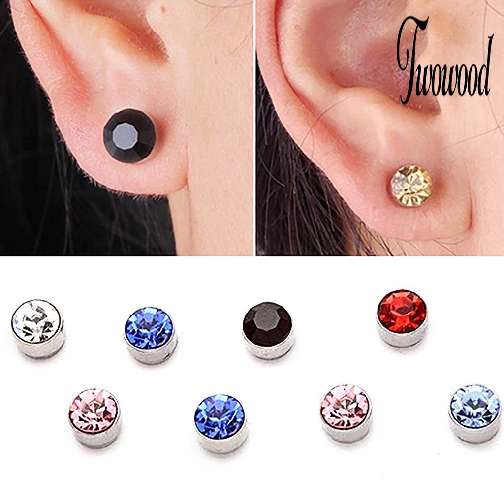 1 Pasang Anting Magnetik Bentuk Bulat Bahan Besi Untuk Wanita