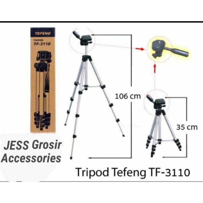 Tripod 3110 + Holder U Universal Hp Tripod Kamera Camera Tripod Action - Perak