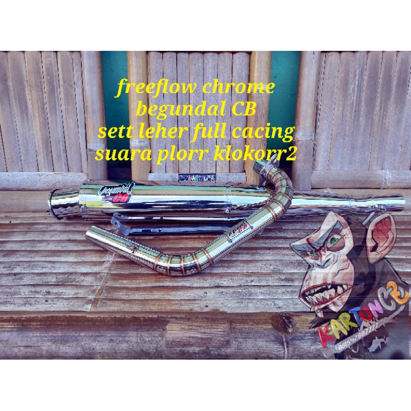 Knalpot freeflow begundal CB original sett leher full stainless suara plorr dan bass